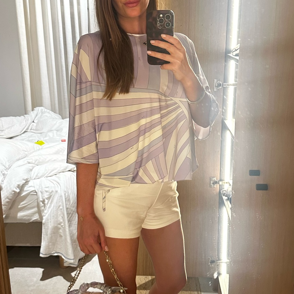 Emilio Pucci Lavender and White Blouse